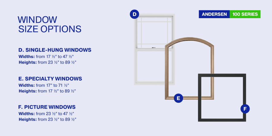 Andersen 100 Series window size options